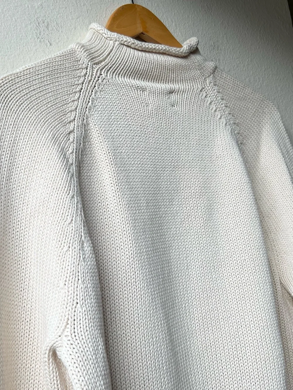NWT J. Crew 1988 Rollneck Sweater Cotton Cream Mountain White Sz S